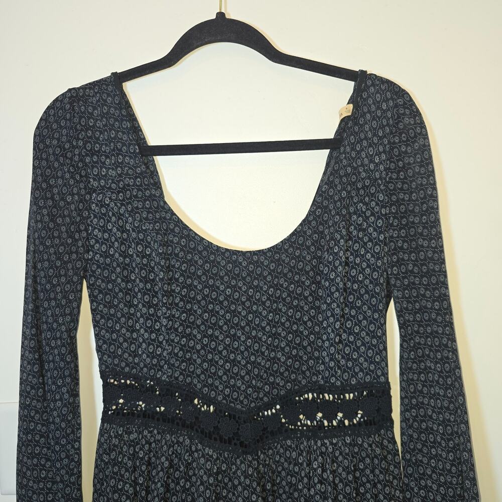Hollister Y2K Womens Skater Boho Mini Dress Sz S Floral Paisley Flare Sleeve - Picture 3 of 10
